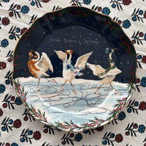 EUC Anthropologie Inslee Fariss Twelve Days of Christmas Swan Dessert Plate